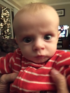 My nephew is doing his best Zoolander--blue steel